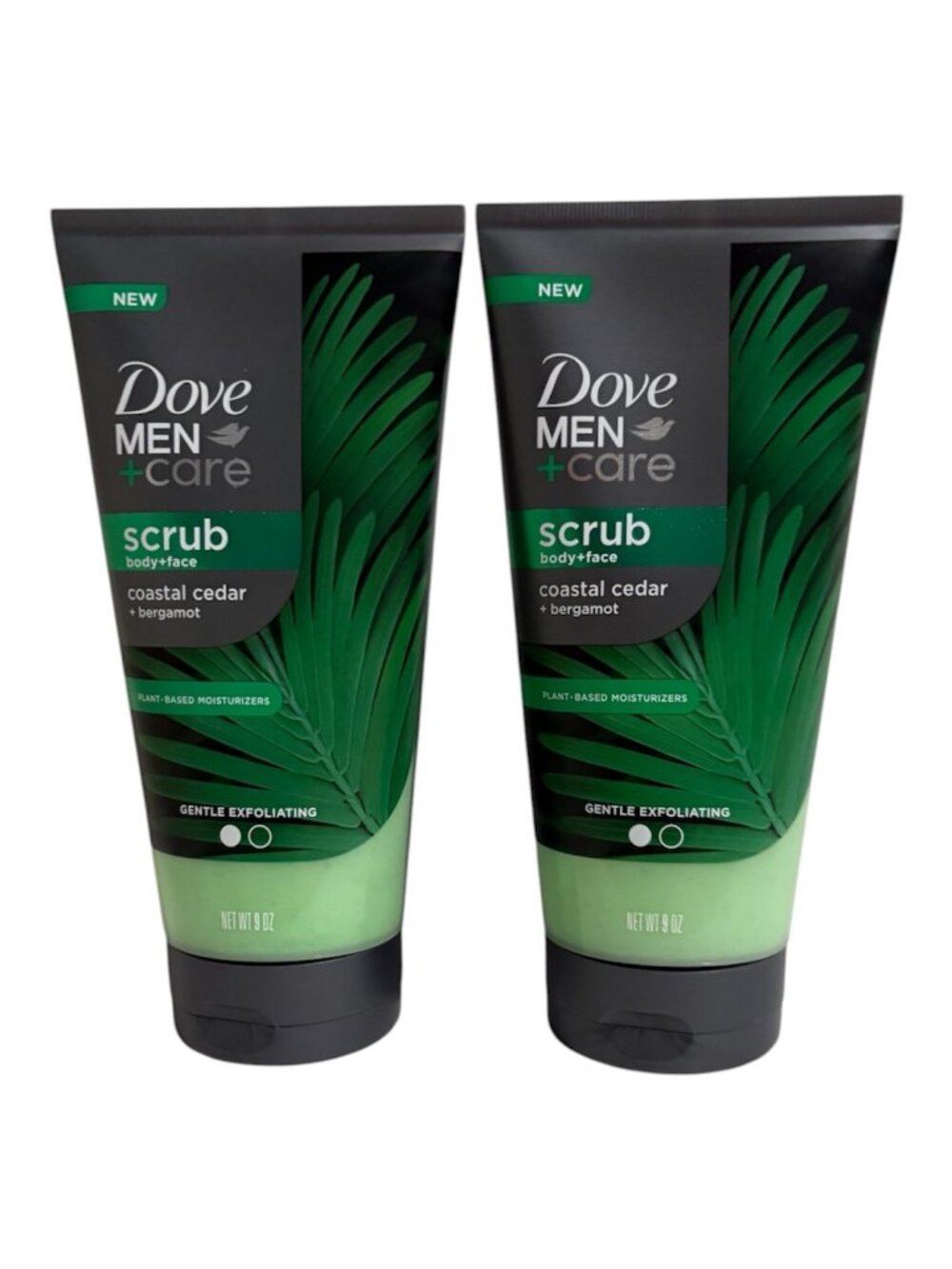 Dove Men+Care Exfoliating Body & Face Scrub Coastal Cedar + Bergamot 2 x 9 oz ea